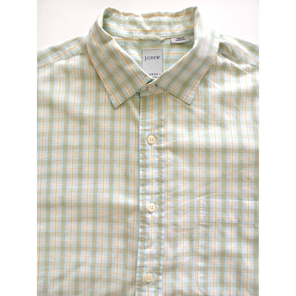 J. Crew Green & Yellow Plaid 100% Cotton Long Sleeve Shirt Men's Size L